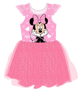 Dívčí šaty s tylem Minnie Mouse růžové